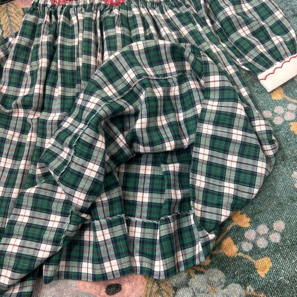 Sarah Louise Dress Girls 4 Green Plaid Tartan Smocked Peter Pan Collar Christmas - Picture 12 of 14